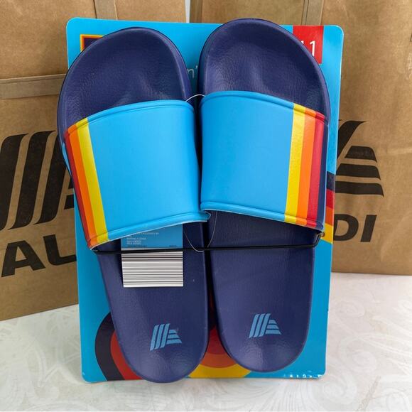 Aldi | Shoes | Aldi Mens Slides In Size 1 Navy Soles Turquoise Upper ...